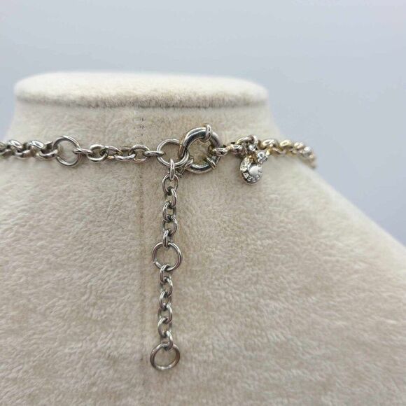 J Crew Silver Tone Gray and Turquoise Resin Statement Necklace NWOT! - Picture 4 of 9